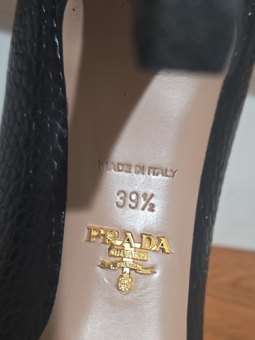 Prada Black Croc-Embossed Pointed Pumps - Picture 12 of 12